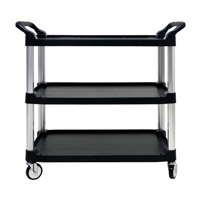Maggift Utility Storage Carts, Restaurant Cart with Wheels Lockable, Commercial Office Warehouse, Black 35.83"*20.75"*9"