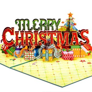 Paper Love HugePop 3D Merry Christmas Card Pop Up, Jumbo Holiday Decoration Gift, 10" x 14" Cover - Includes Envelope and Note Tag - 1 of 4