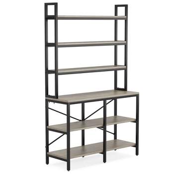 Tribesigns Industrial 6-tier Bookshelf, Storage Rack with X-shaped Frame, Rustic Bookcase for Living Room, Bedroom, Office