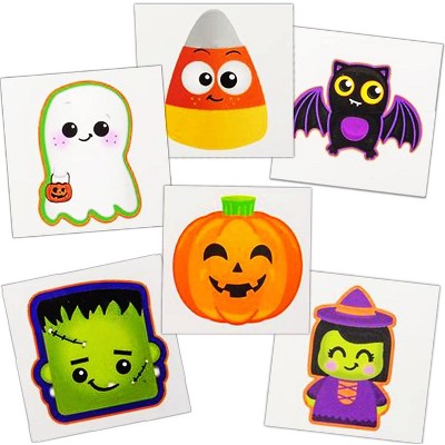 4E's Novelty 144 Pack Halloween Tattoos for Kids - Pre-Cut 2" Non-Toxic Kids Assorted Tattoos with 6 Designs Perfect Halloween Fillers for Goodie Bags