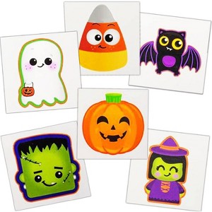 4E's Novelty 144 Pack Halloween Tattoos for Kids - Pre-Cut 2" Non-Toxic Kids Assorted Tattoos with 6 Designs Perfect Halloween Fillers for Goodie Bags - 1 of 4