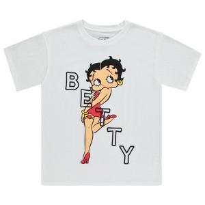 Ladies Betty Boop Fashion T-Shirt - Betty Boop, Bonnie, Margie, and Mae Short Sleeve T-Shirt - Betty Boop Vintage Shirt (White, X-Large) - 1 of 4