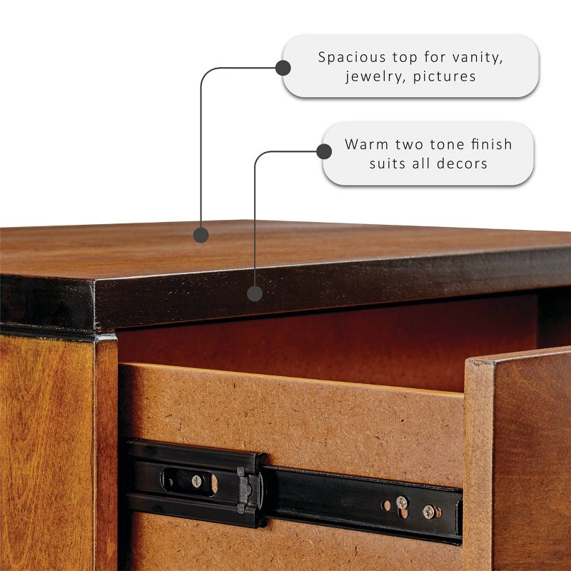 Mid-Century Modern Wood 6 Drawer Dresser Walnut - Linon, 6 of 18