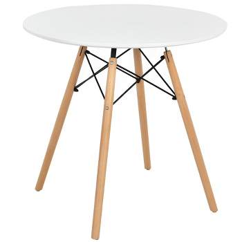 Costway Dining Table Round White Modern Dining Table 31.5'' W/Solid Wooden Leg For Kitchen