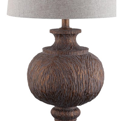 Scarlett 31" Faux Bois Resin LED Table Lamp with Linen Shade