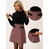 Allegra K Women's Vintage Plaid Suspender Button Decor High Waist Tweed Skirt - 2 of 4