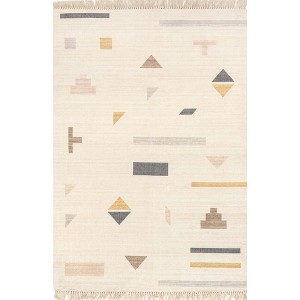 Nuloom Reine Geometric Symbols Tasseled Indoor Area Rug, 5' x 8', Ivory - 1 of 4