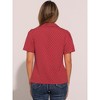 Allegra K Women's Short Sleeve Casual V Neck Print Notch Lapel Collar Summer Blouses - 3 of 4