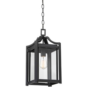 Franklin Iron Works Rockford Rustic Outdoor Hanging Light Black Iron 17" Clear Beveled Glass for Post Exterior Barn Deck House Porch Yard Patio Home - 1 of 4