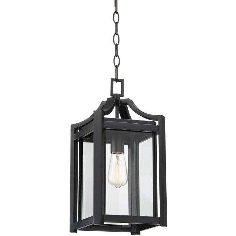 Franklin Iron Works Rockford Rustic Outdoor Hanging Light Black Iron 17" Clear Beveled Glass for Post Exterior Barn Deck House Porch Yard Patio Home, 1 of 9