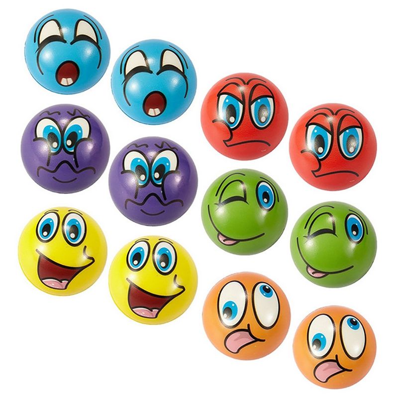Link worldwide Ready! Set! Play! Pack Of 24 Mini Emoji Soft Foam Stress Reliever Balls, Fidget Toy For Kids & Adults, 5 of 12