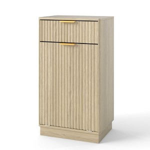 Dexmalle 10-Gallon Wave Textured Tilt-Out Trash Can Cabinet - 1 of 4