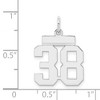 Black Bow Jewelry Sterling Silver, Athletic Collection, Small Polished Number 38 Pendant - 4 of 4
