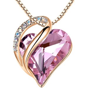Leafael 18K Rose Gold Plated Love Heart Pendant Necklace with Healing Stone Crystal Jewelry Gifts for Women, 18"+2" - 1 of 4