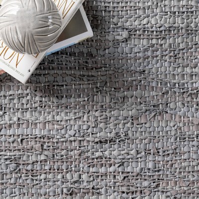 Handmade Reversible Flat-Woven Cotton Rug, 9' x 12', Gray