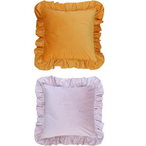 REGALWOVEN 2 Pcs Scalloped Trim Outdoor Throw Pillow Covers for Sofa Living Room Home Decor - 1 of 4