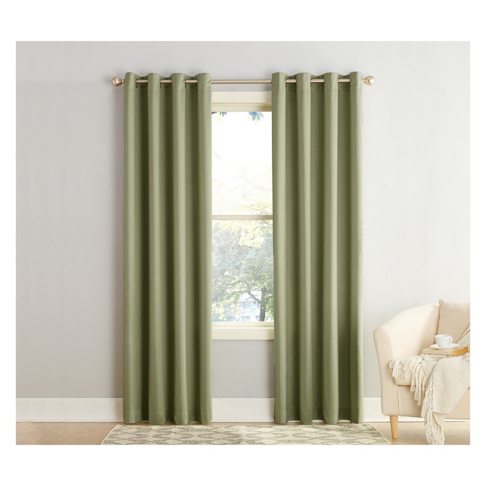 Photos - Curtains & Drapes 54"x95" Sun Zero Room Darkening Seymour Grommet Curtain Panel Green