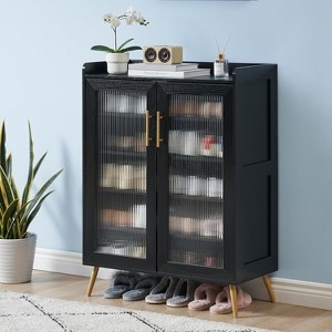 Shoe Cabinet, 5-Tier Shoe Storage Cabinet with Glass Doors, Shoes Organizer for Entryway, Hallway and Living Room - 1 of 4