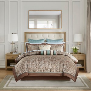 12 Pcs Comforter Set, Modern Cozy Bedding Set, Cotton Bed Comforter - 1 of 4