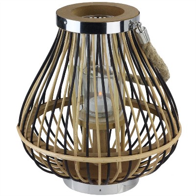 Northlight 11" Rustic Chic Pear Shaped Rattan Candle Holder Lantern with Jute Handle