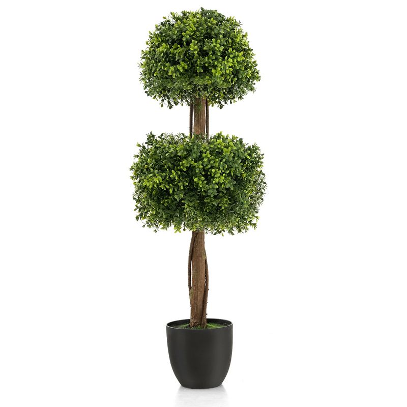 Tangkula 40" Artificial Boxwood Topiary Ball Tree Faux Plant Fake Plant for Decoration, 1 of 10