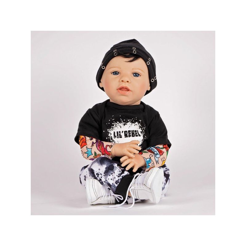 Paradise Galleries Reborn Toddler Boy Doll Lil' Rebel, 21 inch with Black Rooted Hair and Blue Eyes, Made in GentleTouch Vinyl, 2 of 10