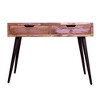 43" 2 Drawer Reclaimed Wood Console Table with Angled Legs and Pastel Accent Brown/Black - The Urban Port: Handcrafted, Cut Out Handles - 2 of 4