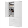 TIRAMISUBEST Tall Bathroom Storage Cabinet, Cabinet with Two Doors and Drawers, Adjustable Shelf, MDF Board, White - 3 of 4