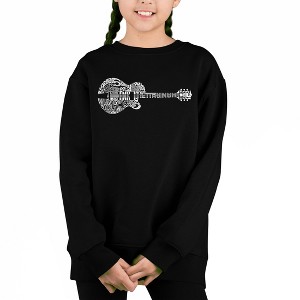 LA Pop Art Country Guitar - Girl's Word Art Crewneck Sweatshirt - 1 of 3