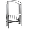 vidaXL Garden Arch with Bench in Black | Sturdy Iron Construction | Weather-Resistant | Elegant Addition to Garden, Patio, Terrace - 2 of 4