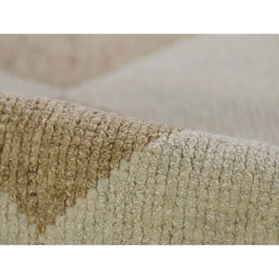 Beige Geometric Hand-Knotted Wool Rug, 6'3" x 9'