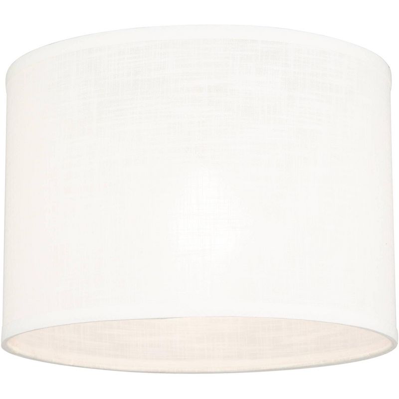 Springcrest Drum Lamp Shade White Textured Medium 14" Top x 14" Bottom x 10" High Spider Fitting with Replacement Harp and Finial, 3 of 7