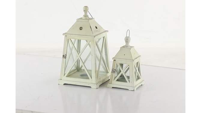 Set of 2 Trapezoid Wood/Glass Candle Holders White - Olivia &#38; May, 2 of 9, play video