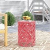 Okak 1/2PS Outdoor Side Table with Openwork Pattern, Modern Round End Table with Powder-Coated Iron Frame, Small Outdoor Table - 2 of 4