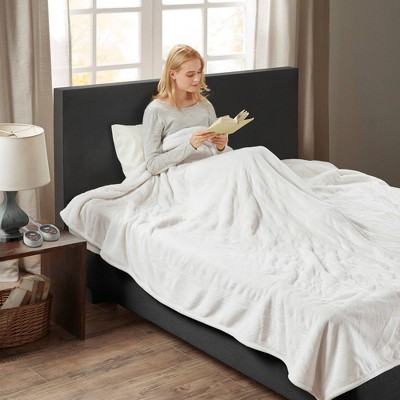 Ivory Queen Reversible Sherpa Knitted Heated Blanket