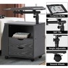 EROMMY 360 Degree Swivel Top Adjustable Height Bedside Nightstand End Table with Storage Drawers, Shelves, Lockable Wheels, and Computer Baffle, Black - 2 of 4