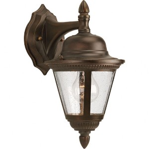 Progress Lighting Westport 1-Light Small Wall Lantern, Antique Bronze, Seeded Glass Shade - 1 of 2
