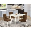 HomeStock 5-Pc Linen White Finish Solid Wood Top - Rectangular Upholstered Dining Room Set with Butterfly Leaf - Seats 4 - 2 of 4