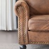 GlasFlength Nailhead Sofa, Upholstered 2 Seater Sofal Faux Leather Couch with Wooden Leg for Living Room, Brown,56.3"*26.38"*6.3" - 2 of 4
