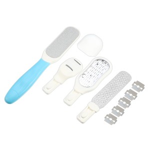 Unique Bargains 5 in 1 Removes Dead Skin Pedicure Kit ABS Stainless Steel Foot File Light Blue - 1 of 4