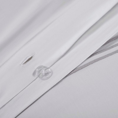 California King White Cotton Duvet Cover Set with Silver Embroidery