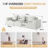 118-Inch 3 Seater Modular Sofa, Flexible Layout Oversized Bed, Sectional Sofa with Cloud Corduroy Velvet Fabric and Foam Filling-Baofuwish - 4 of 4