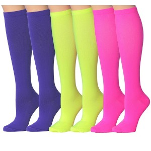 Tipi Toe 3 Pairs Compression Socks for Men & Women Zesty Trio Violet Lime Pink Knee High Socks (12-14 mmHg) - 1 of 1