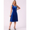Allegra K Women's Sleeveless Velvet Elegant V Neck A Line Flowy Cocktail Party Midi Dress - 4 of 4