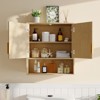 Wall Mounted Bathroom Storage Cabinet, 2-Tier over the Toilet Organizer, Waterproof Wooden Cabinet for Bathroom, Kitchen, Living Room - 3 of 4