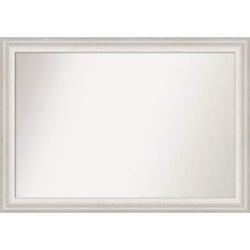 41" x 29" Non-Beveled Trio White Wash Silver Wall Mirror - Amanti Art