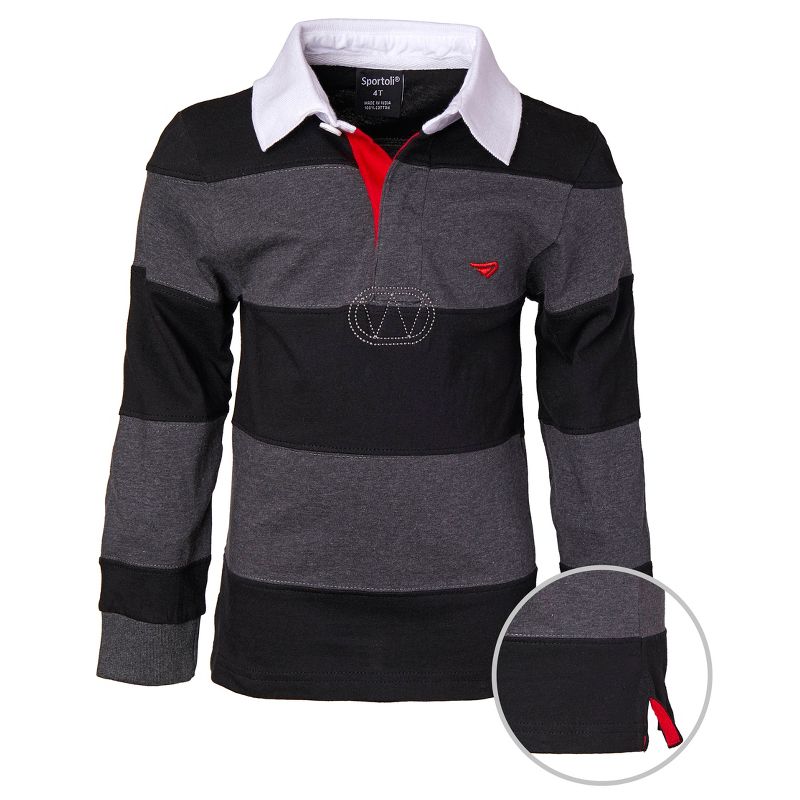 Sportoli Boys Cotton Striped Long Sleeve Polo Rugby Shirt, 2 of 4