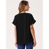 INSPIRE CHIC Women's Linen Short Sleeve Casual Basic Summer Outfits Loose Solid Blouse - 4 of 4