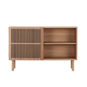 Modern Walnut Sideboard Storage Cabinet ¨C Multipurpose Console Table with 4 Doors, Large Countertop & Anti-Tip Design ¨C Use as TV Stand or Buffet - 1 of 4