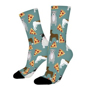 Pitbull Pizza Dog Women Printed Crew Socks Funny Funky Socks Soft Polyester Novelty Gifts for Artists Men - 1 of 1